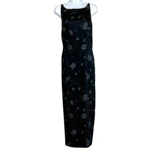Y2K Vintage Floral Satin Sheath Maxi Dress Size 11/12 Whimsigoth Witchy‎ Fairy